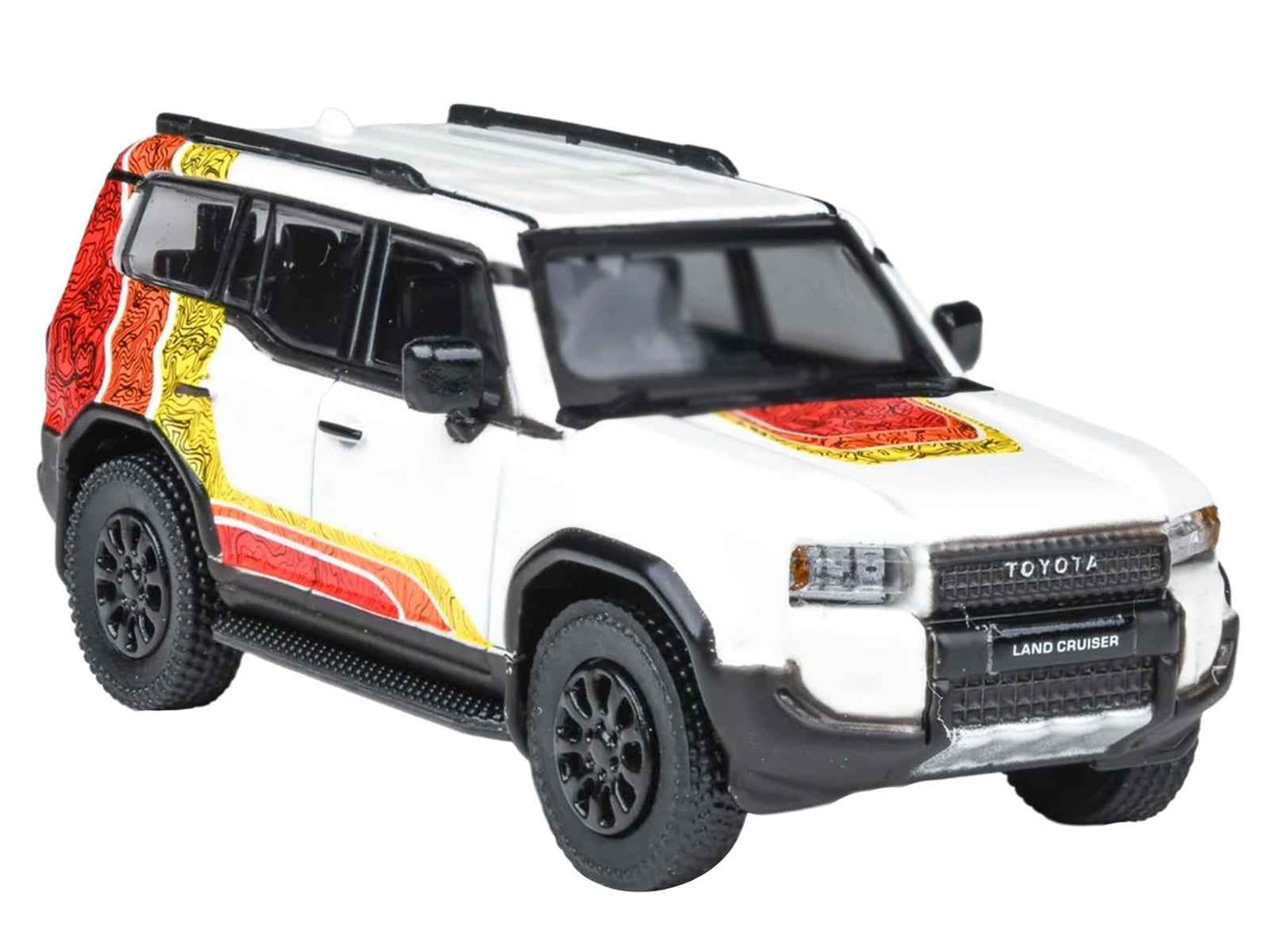 2024 Toyota Land Cruiser 250 Prado White with "TRD" Stripes 1/64 Diecast Model Car by Paragon Models