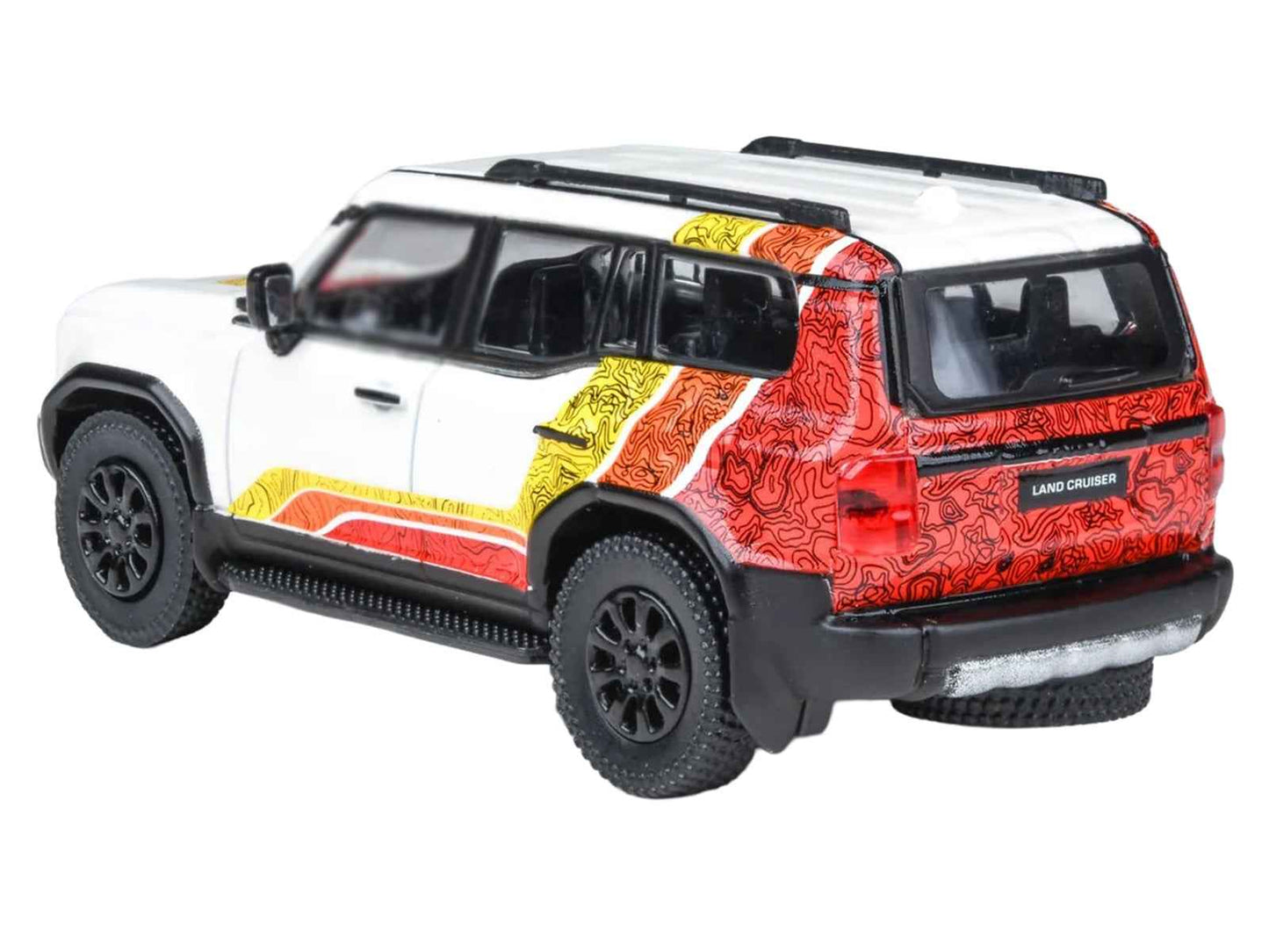 2024 Toyota Land Cruiser 250 Prado White with "TRD" Stripes 1/64 Diecast Model Car by Paragon Models