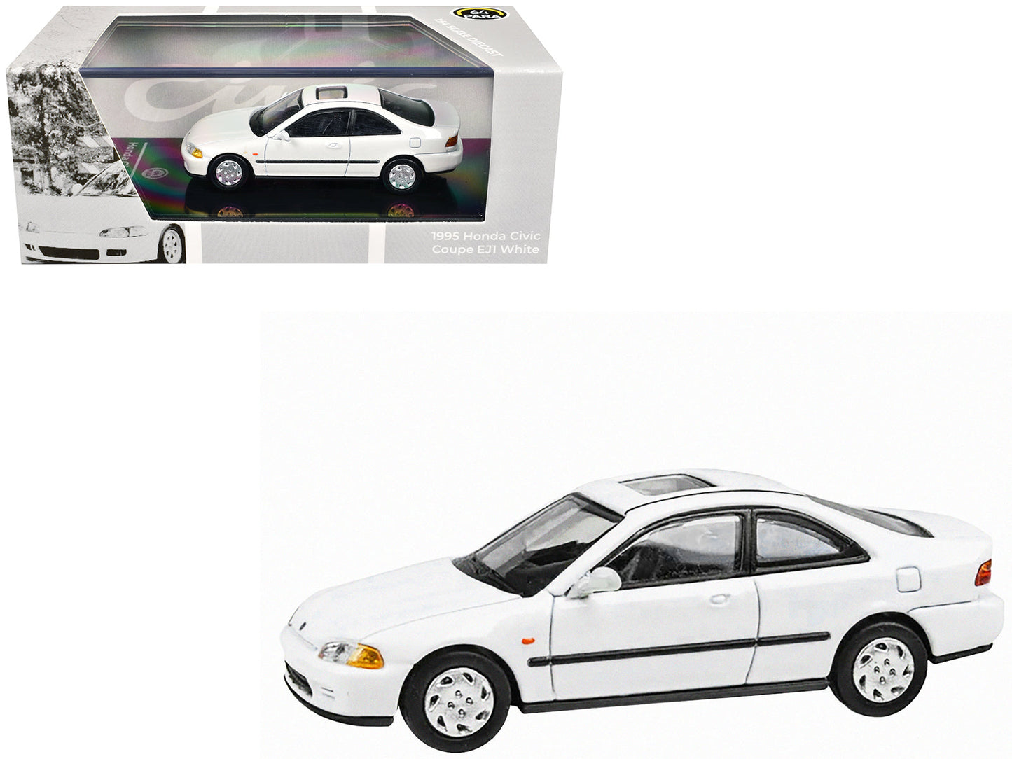 1995 Honda Civic Coupe EJ1 White with Sunroof 1/64 Diecast Model Car by Paragon Models  free shipping USA