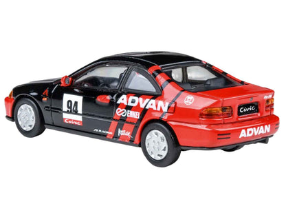 1995 Honda Civic Coupe EJ1 #94 "Autocross - ADVAN" Black and Red 1/64 Diecast Model Car by Paragon Models