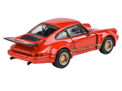 Porsche 911 Carrera RSR 3.0 Guards Red with Gold Stripes and Wheels 1/64 Diecast Model Car by Paragon Models