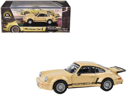 Porsche 911 Carrera RSR 3.0 Sahara Beige with Black Stripes 1/64 Diecast Model Car by Paragon  free shipping USA