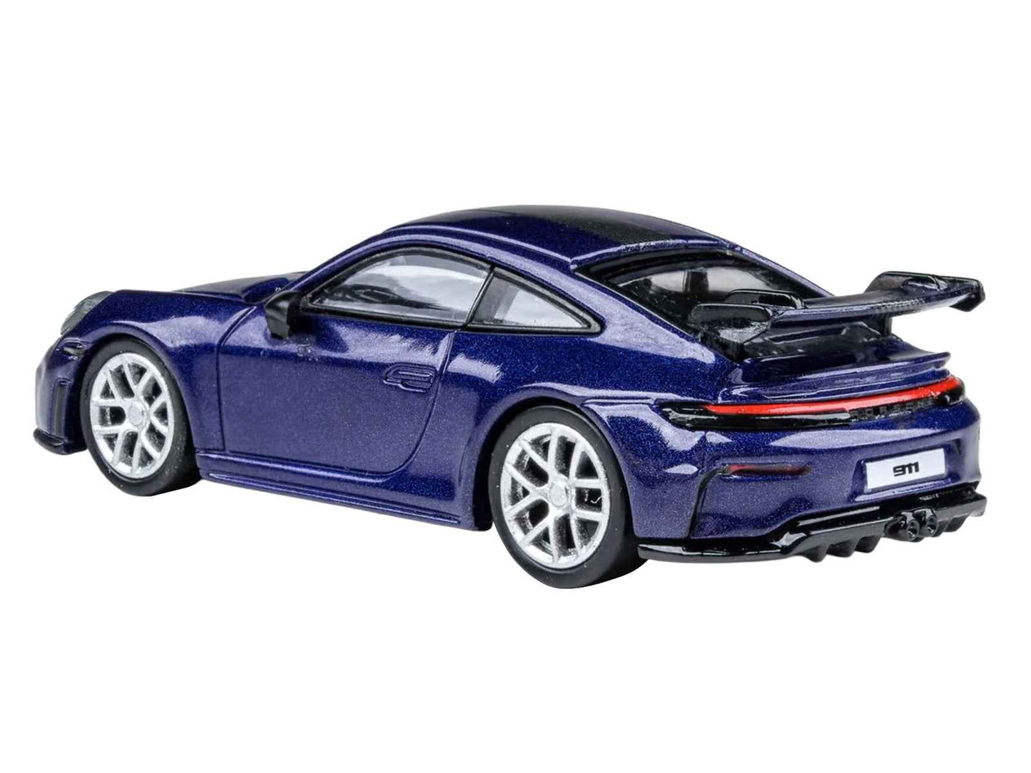 2025 Porsche 911 GT3 (992.2) Gentian Blue Metallic with Carbon Stripe 1/64 Diecast Model Car by Paragon Models