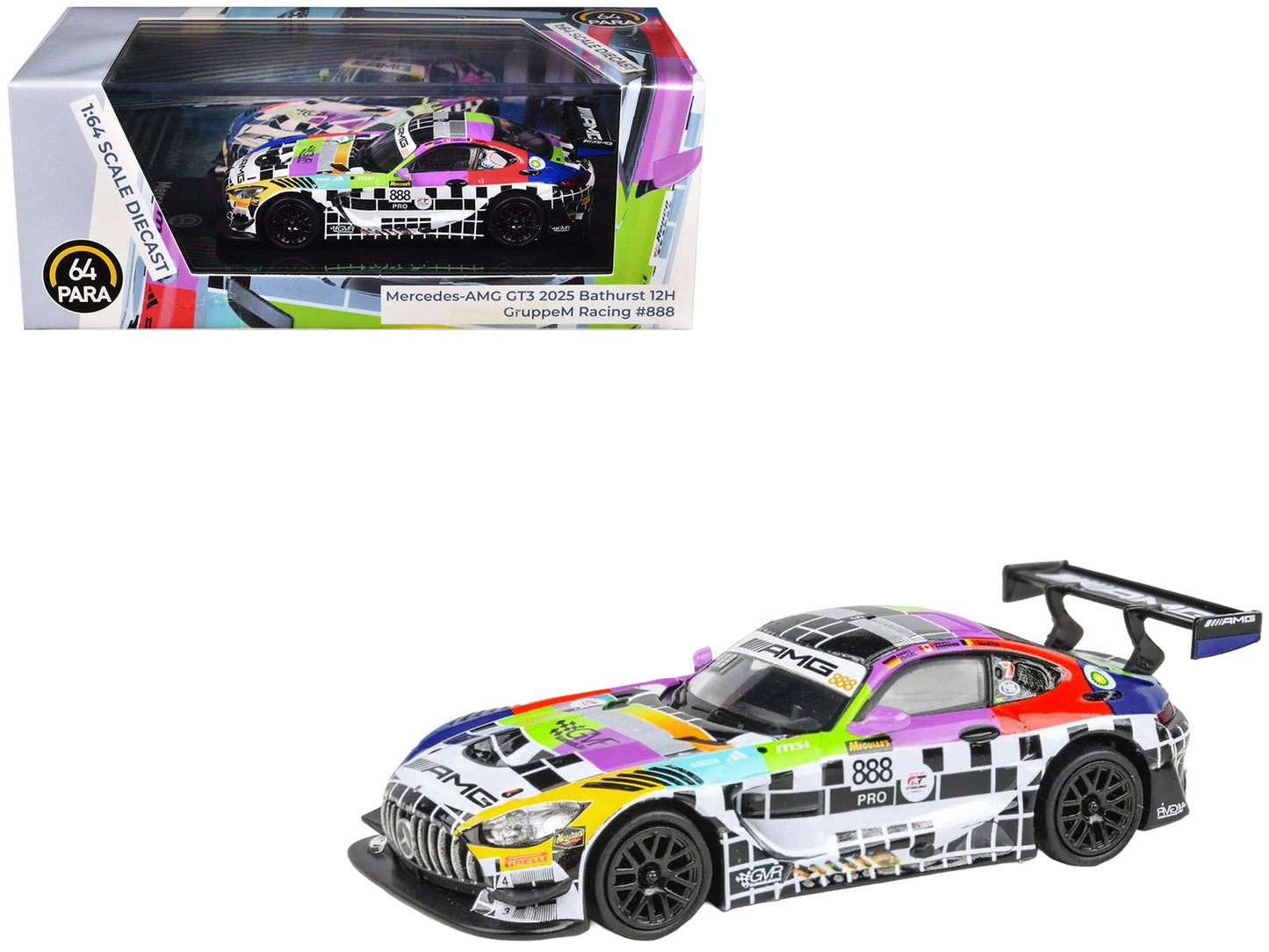 Mercedes-AMG GT3 #888 Maro Engel - Mikael Grenier - Maxime Martin "GruppeM Racing" "Bathurst 12 Hour" (2025) 1/64 Diecast Model Car by Paragon Models  free shipping USA