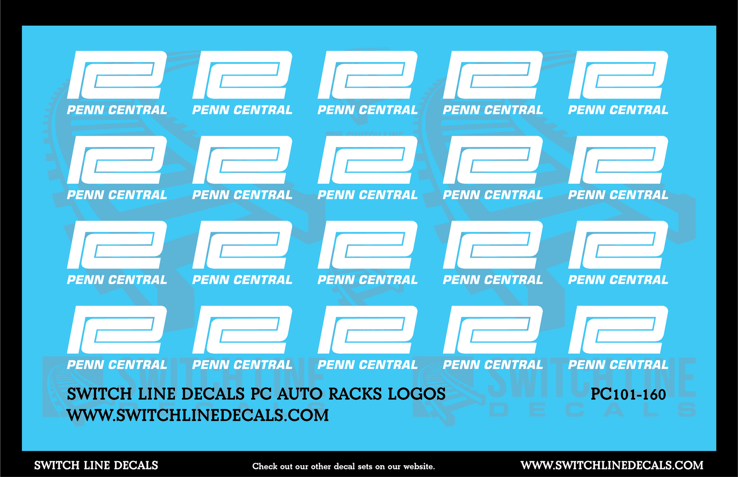 N Scale Penn Central Auto Rack Logos Decal Set