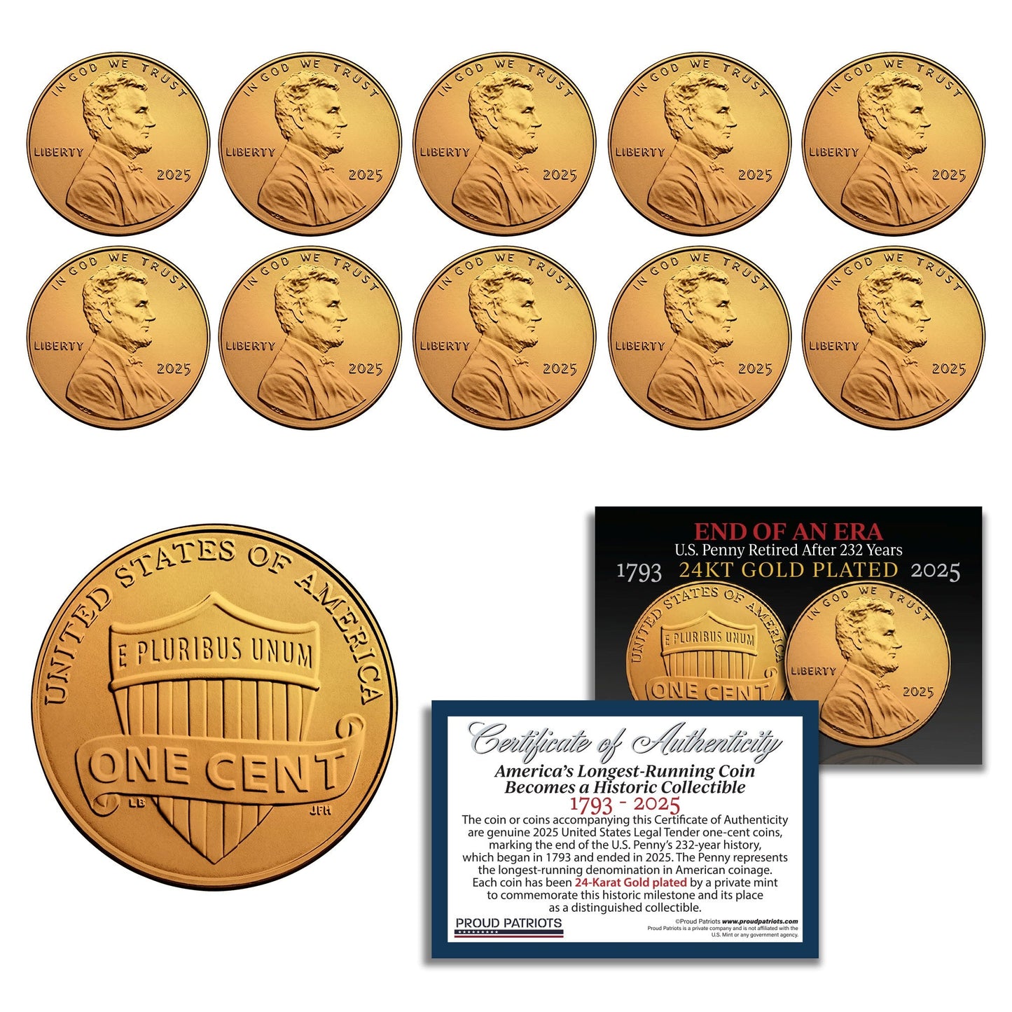America’s Last Penny: 24KT Gold-Plated Penny with Certificate