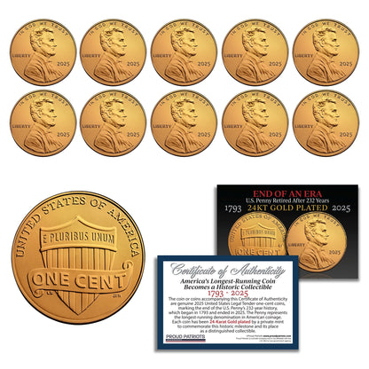 America’s Last Penny: 24KT Gold-Plated Penny with Certificate