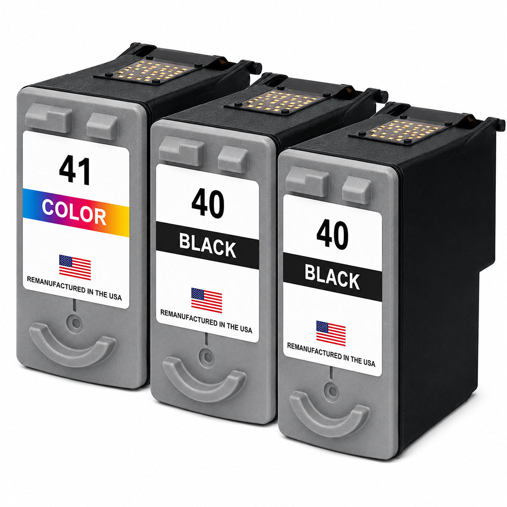 U.S. Remanufactured for Canon PG-40 2 Black / CL-41 1 Color Ink Cartridge  3-Pack