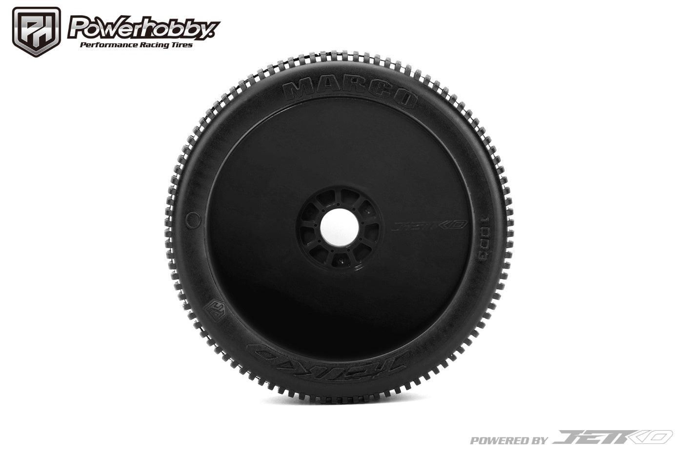 Powerhobby Marco 1/8 Buggy Mounted Tires Black Dish Wheels (2) Ultra Soft