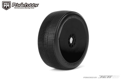 Powerhobby Lesnar 1/8 Buggy Mounted Tires Black Dish Wheels (2) Super Soft