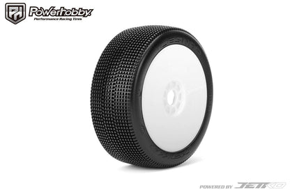 Powerhobby Lesnar 1/8 Buggy Mounted Tires White Dish Wheels (2) Medium Soft