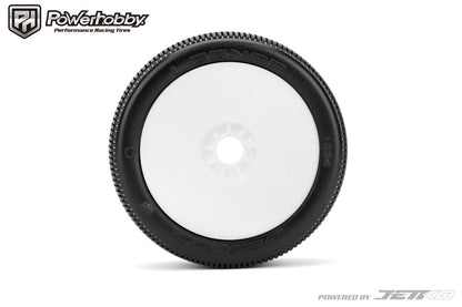 Powerhobby Lesnar 1/8 Buggy Mounted Tires White Dish Wheels (2) Medium Soft