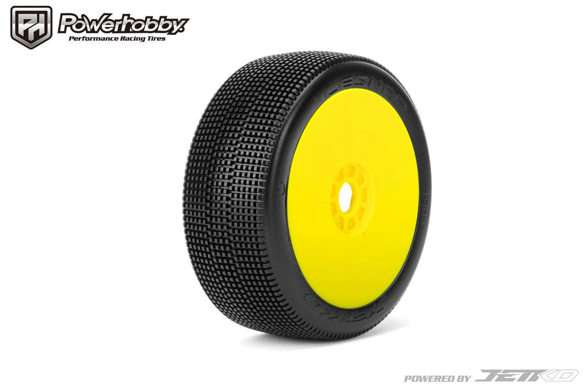 Powerhobby Lesnar 1/8 Buggy Mounted Tires Yellow Dish Wheels (2) Super Soft