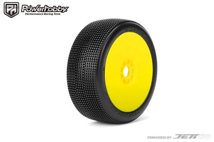 Powerhobby Lesnar 1/8 Buggy Mounted Tires Yellow Dish Wheels (2) Medium Soft