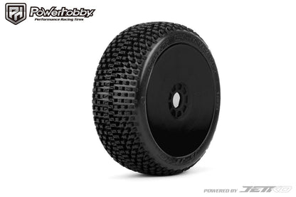 Powerhobby Dirt Slinger 1/8 Buggy Mounted Tires Black Dish Wheels (2) Super Soft