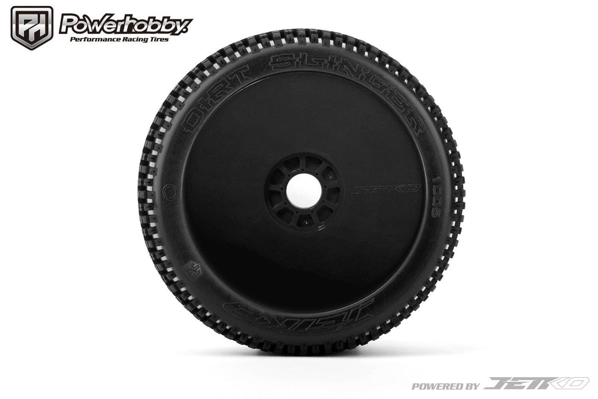 Powerhobby Dirt Slinger 1/8 Buggy Mounted Tires Black Dish Wheels (2) Ultra Soft
