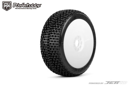 Powerhobby Dirt Slinger 1/8 Buggy Mounted Tires White Dish Wheels (2) Ultra Soft