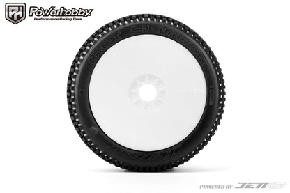 Powerhobby Dirt Slinger 1/8 Buggy Mounted Tires White Dish Wheels (2) Ultra Soft