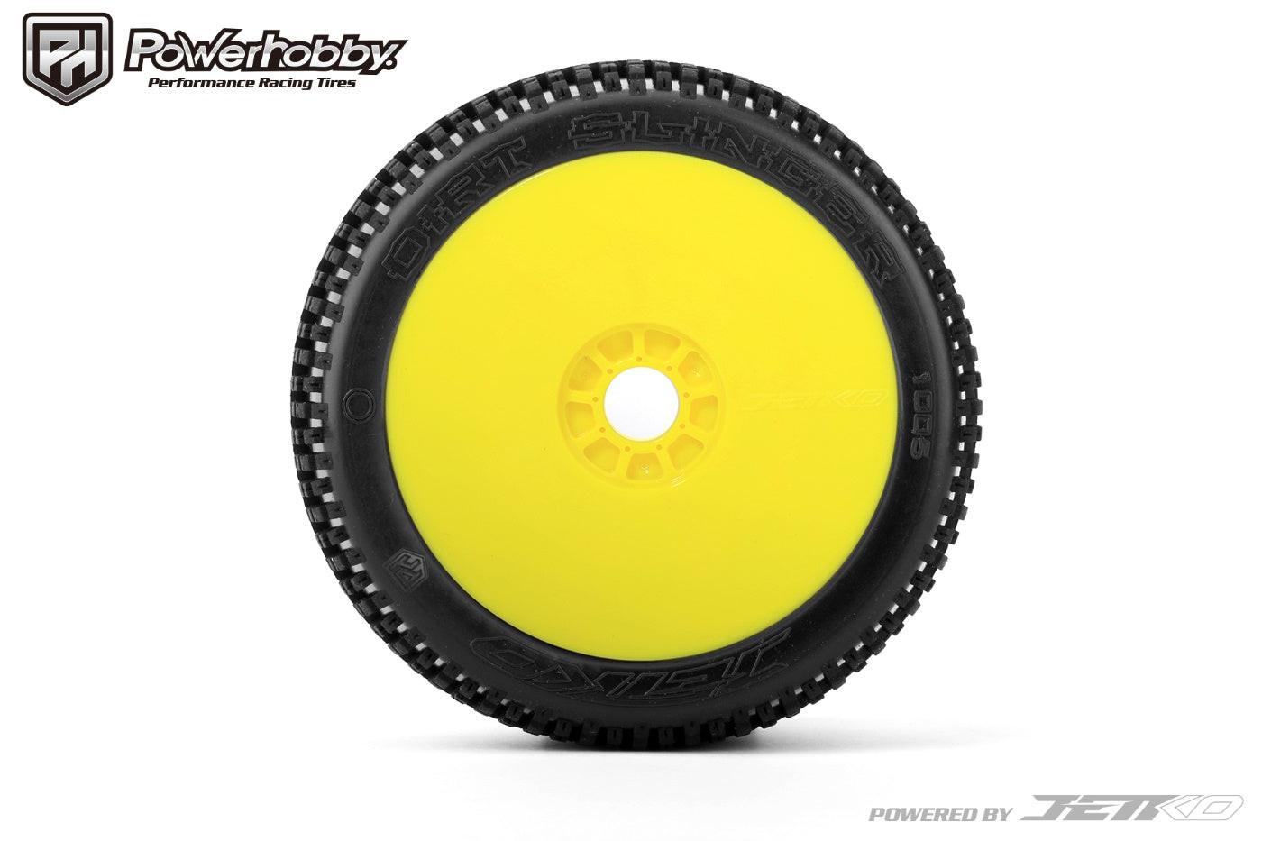 Powerhobby Dirt Slinger 1/8 Buggy Mounted Tires Yellow Dish Wheels (2) Ultra Soft