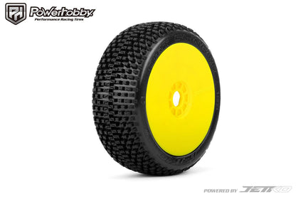 Powerhobby Dirt Slinger 1/8 Buggy Mounted Tires Yellow Dish Wheels (2) Ultra Soft
