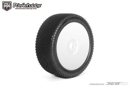 Powerhobby J-Zero 1/8 Buggy Mounted Tires White Dish Wheels (2) Ultra Soft