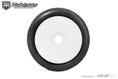 Powerhobby J-Zero 1/8 Buggy Mounted Tires White Dish Wheels (2) Medium Soft