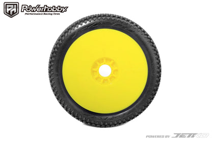 Powerhobby J-Zero 1/8 Buggy Mounted Tires Yellow Dish Wheels (2) Super Soft