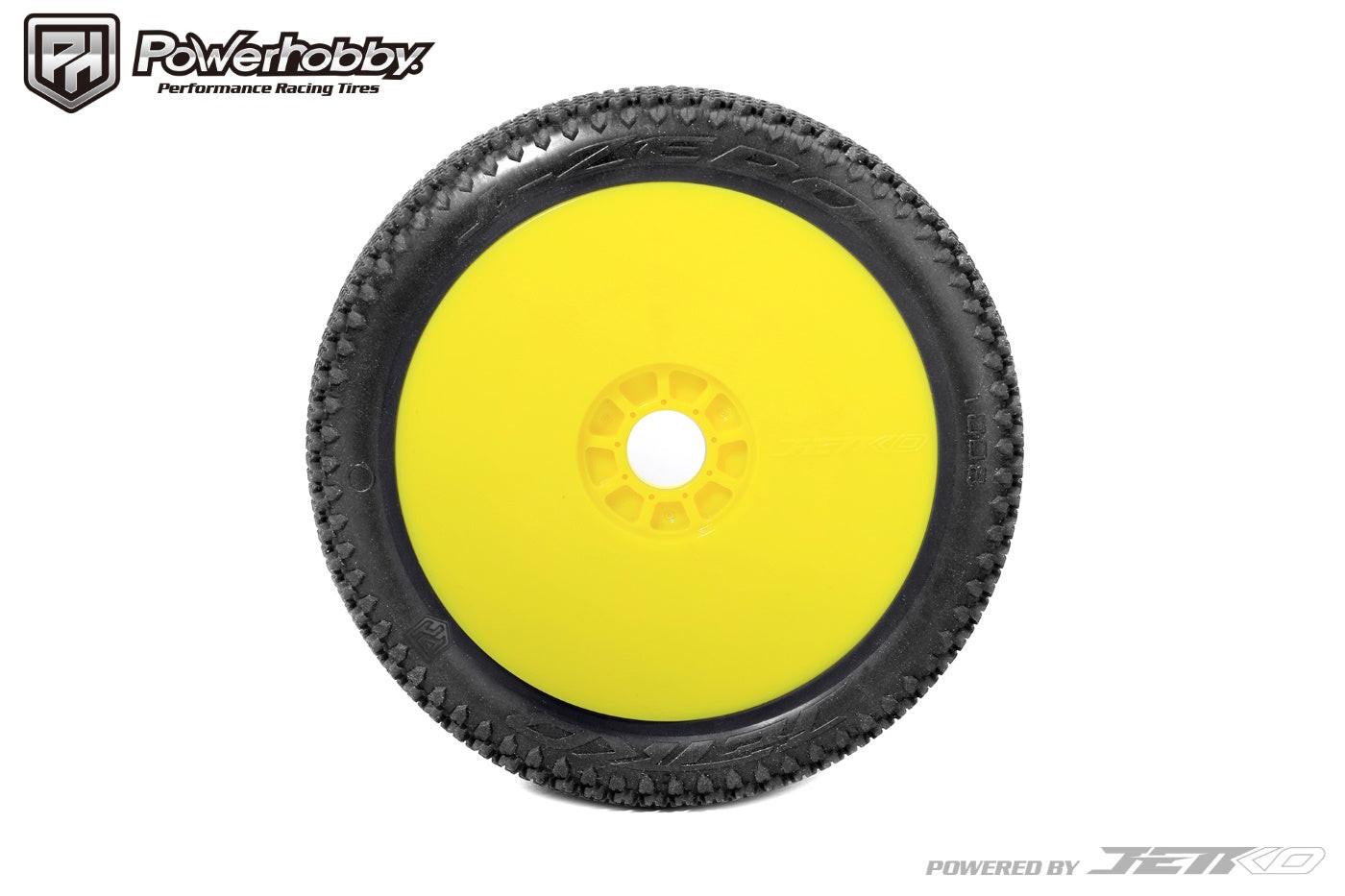 Powerhobby J-Zero 1/8 Buggy Mounted Tires Yellow Dish Wheels (2) Medium Soft