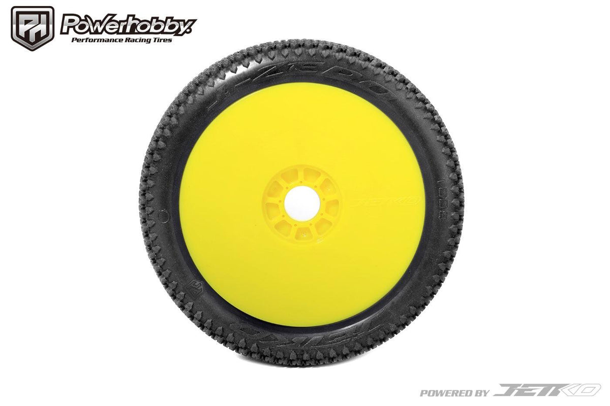 Powerhobby J-Zero 1/8 Buggy Mounted Tires Yellow Dish Wheels (2) Ultra Soft