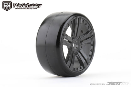 Powerhobby Buster 1/8 GT Slick Belted Mounted Tires 17mm Claw Wheels Super Soft