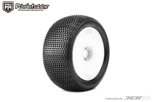 Powerhobby Block In 1/8 Truggy Mounted Tires White Dish Wheels (2) Ultra Soft