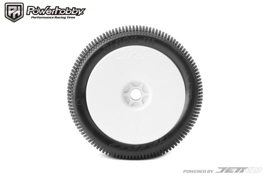 Powerhobby Block In 1/8 Truggy Mounted Tires White Dish Wheels (2) Ultra Soft