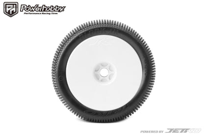 Powerhobby Block In 1/8 Truggy Mounted Tires White Dish Wheels (2) Super Soft