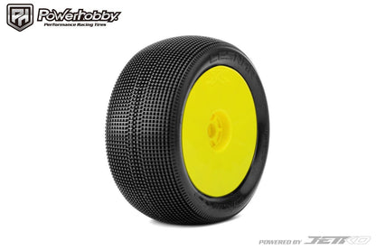 Powerhobby Lesnar 1/8 Truggy Mounted Tires Yellow Dish Wheels (2) Medium Soft