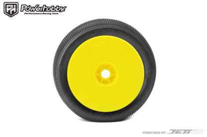 Powerhobby Lesnar 1/8 Truggy Mounted Tires Yellow Dish Wheels (2) Medium Soft