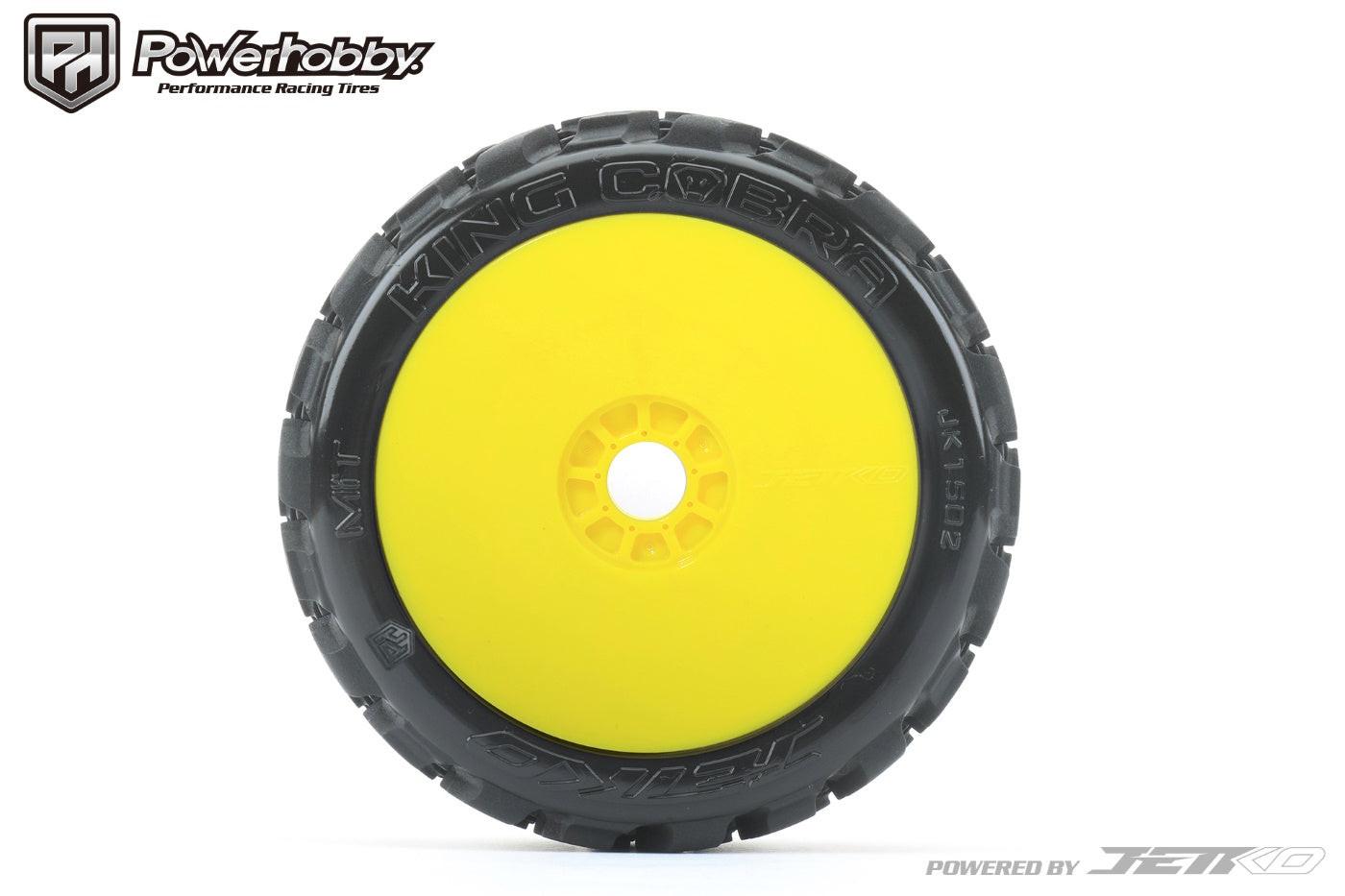Powerhobby 1/8 Buggy King Cobra Belted Tires Mounted 17MM Dish Yellow Wheels (2)