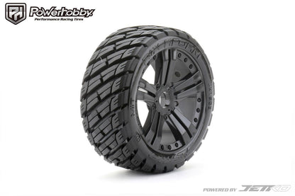 Powerhobby 1/8 Buggy Rockform BELTED Tires Mounted on Black Claw Rims