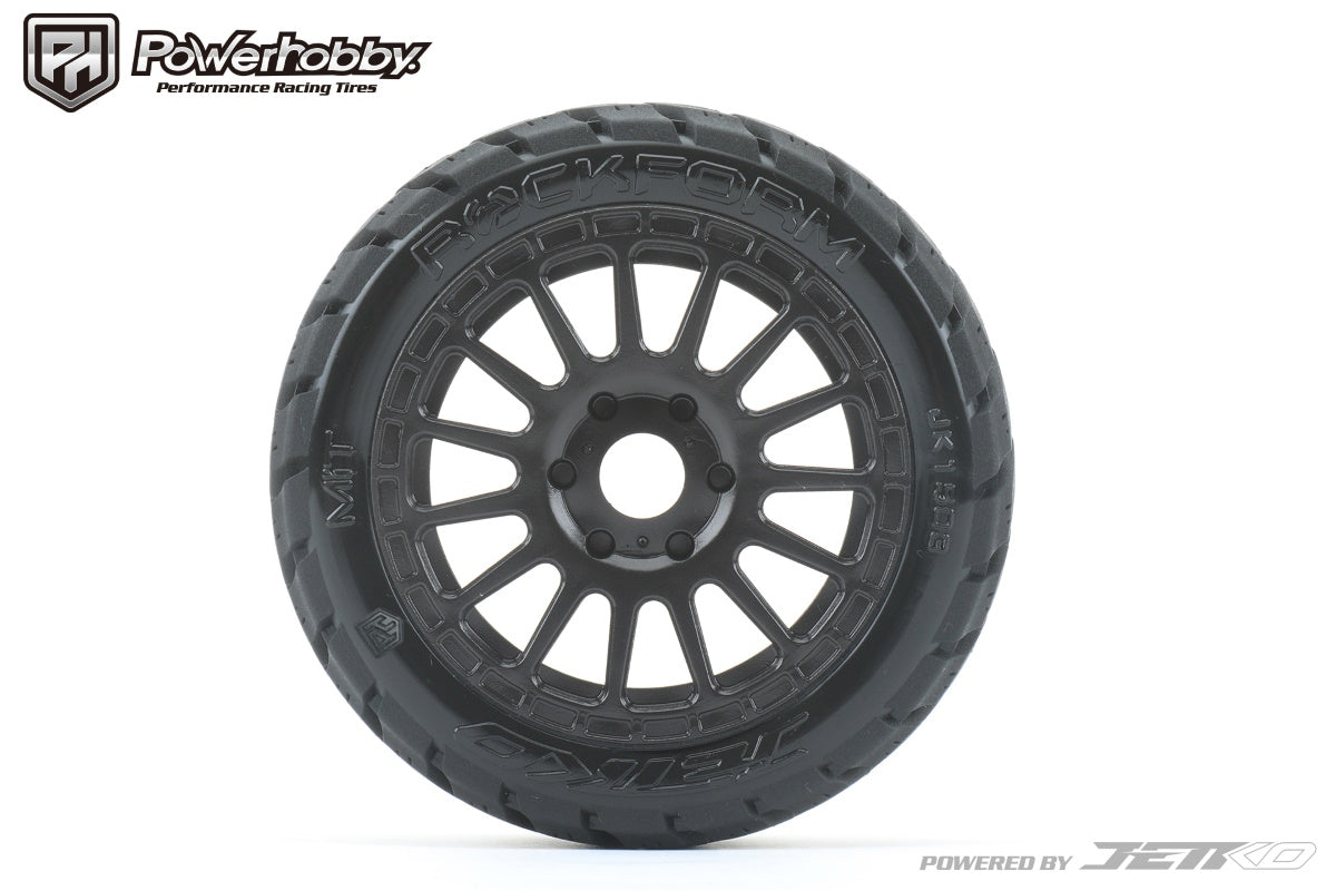 Powerhobby 1/8 Buggy Rockform Belted Tires Mounted on Black Dish Wheels
