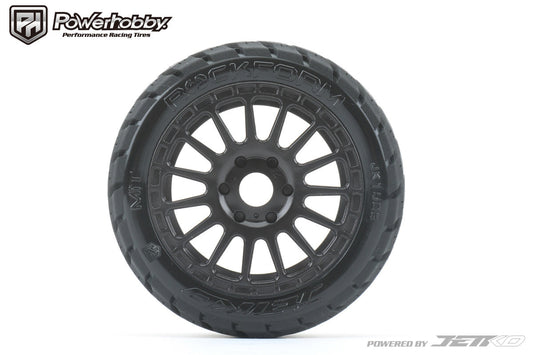 Powerhobby 1/8 Buggy Rockform Belted Tires Mounted on Black Dish Wheels