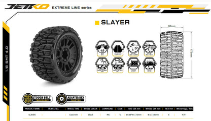 Powerhobby 1/8 MT 4.0 Slayer Belted Mounted Tires (2) 17MM