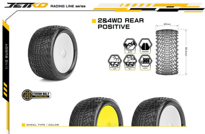 Powerhobby Positive Mounted Tires Rear 1/10 Buggy Clay (2) White Medium Soft