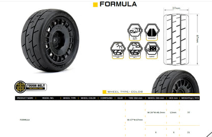 Powerhobby 1/10 Rally Car Formula Mounted Tires / Radial Wheels (4)