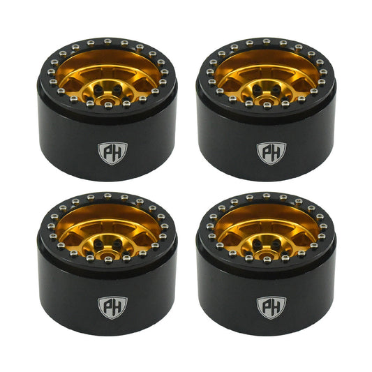 Powerhobby Aluminum 2.2" Beadlock Wheels Gold (4) 1/10 Rock Crawler