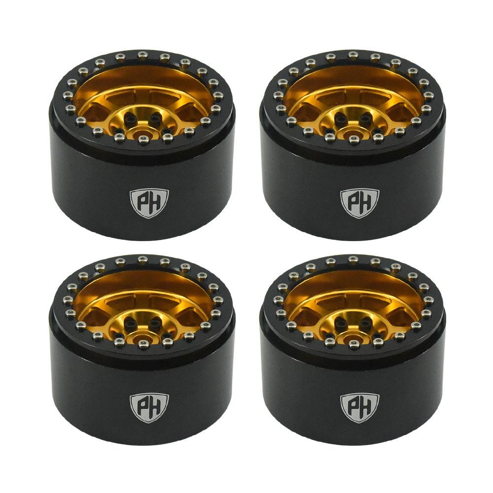 Powerhobby Aluminum 2.2" Beadlock Wheels Gold (4) 1/10 Rock Crawler