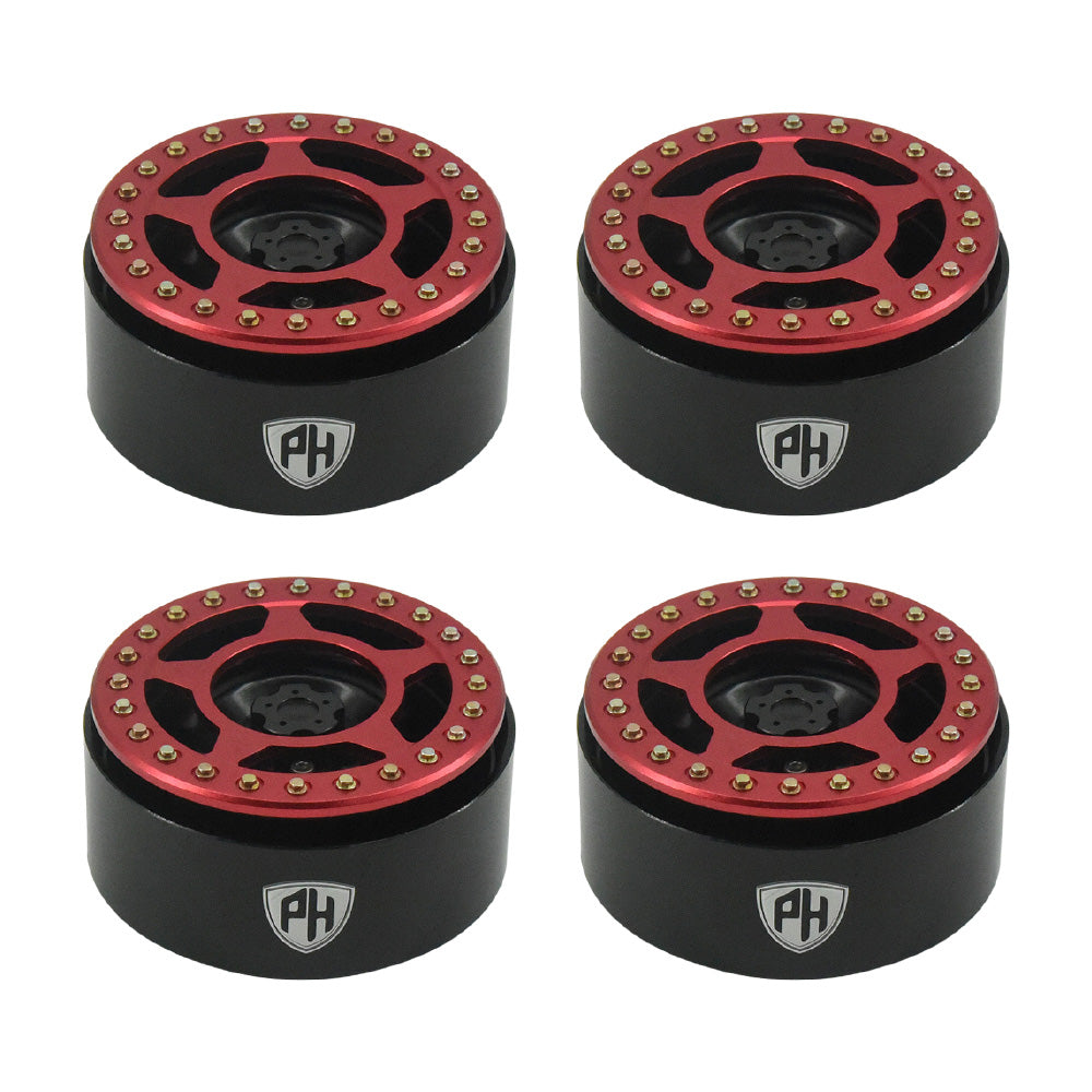 Powerhobby Aluminum 2.2" Beadlock Wheels Red (4) 1/10 Rock Crawler