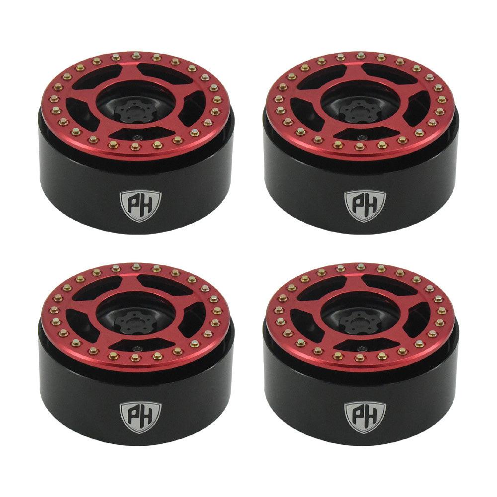 Powerhobby Aluminum 2.2" Beadlock Wheels Red (4) 1/10 Rock Crawler