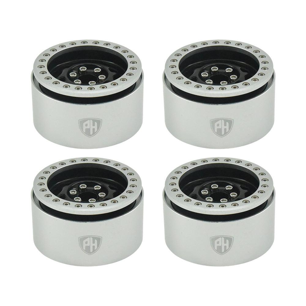 Powerhobby Aluminum 2.2" Beadlock Wheels Black Star (4) 1/10 Rock Crawler