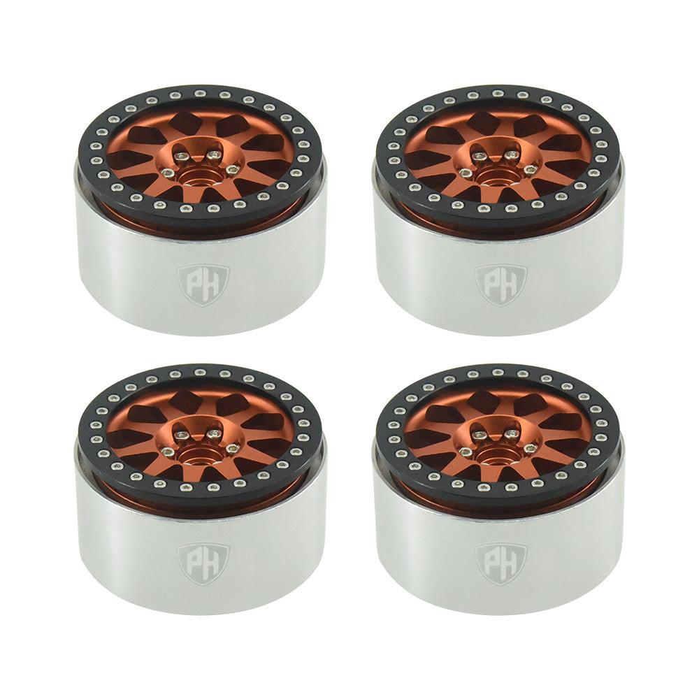 Powerhobby Aluminum 2.2" Beadlock Wheels Orange (4) 1/10 Rock Crawler