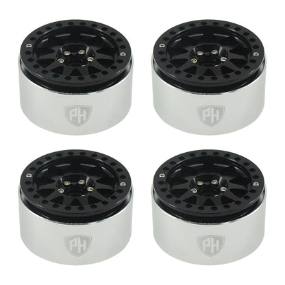 Powerhobby Aluminum 2.2" Beadlock Wheels Black (4) 1/10 Rock Crawler