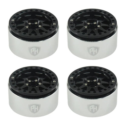 Powerhobby Aluminum 2.2" Beadlock Wheels Black (4) 1/10 Rock Crawler